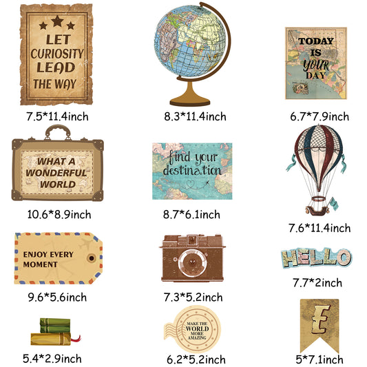 FeelWarm 30Pcs Travel Bulletin Board Decorations Set Travel the Map Explore Accents Motivational Sign Cutouts Educational Wall Decor for Social Studies Classroom School Kindergarten Nursery Home