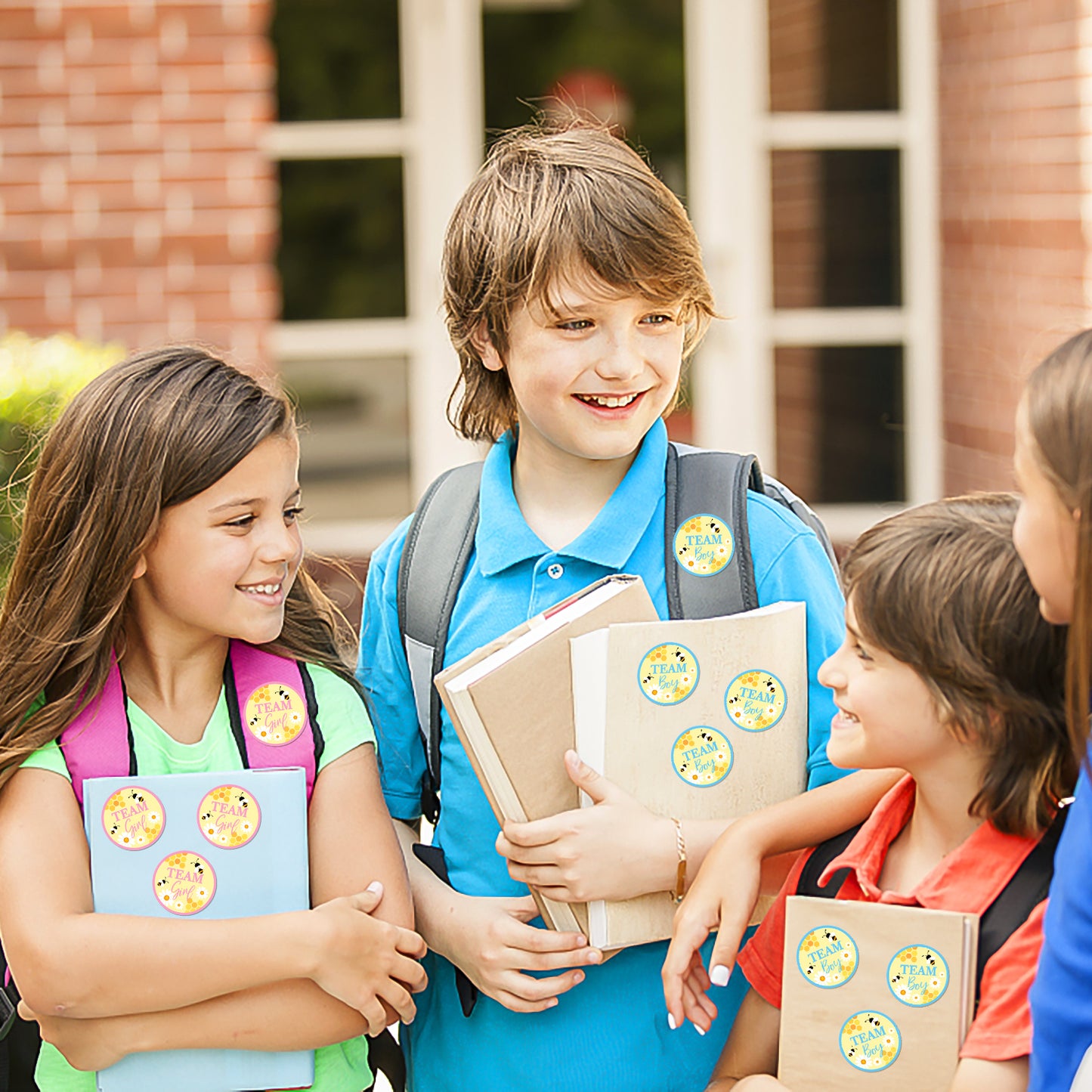 FeelWarm 500Pcs Bumble Bee Gender Reveal Stickers Little Honey Bee Party Supplies Favors Perforated Roll Team Boy or Team Girl Stickers for Baby Shower Gender Reveal Party Voting Game Ideas, 2 inch