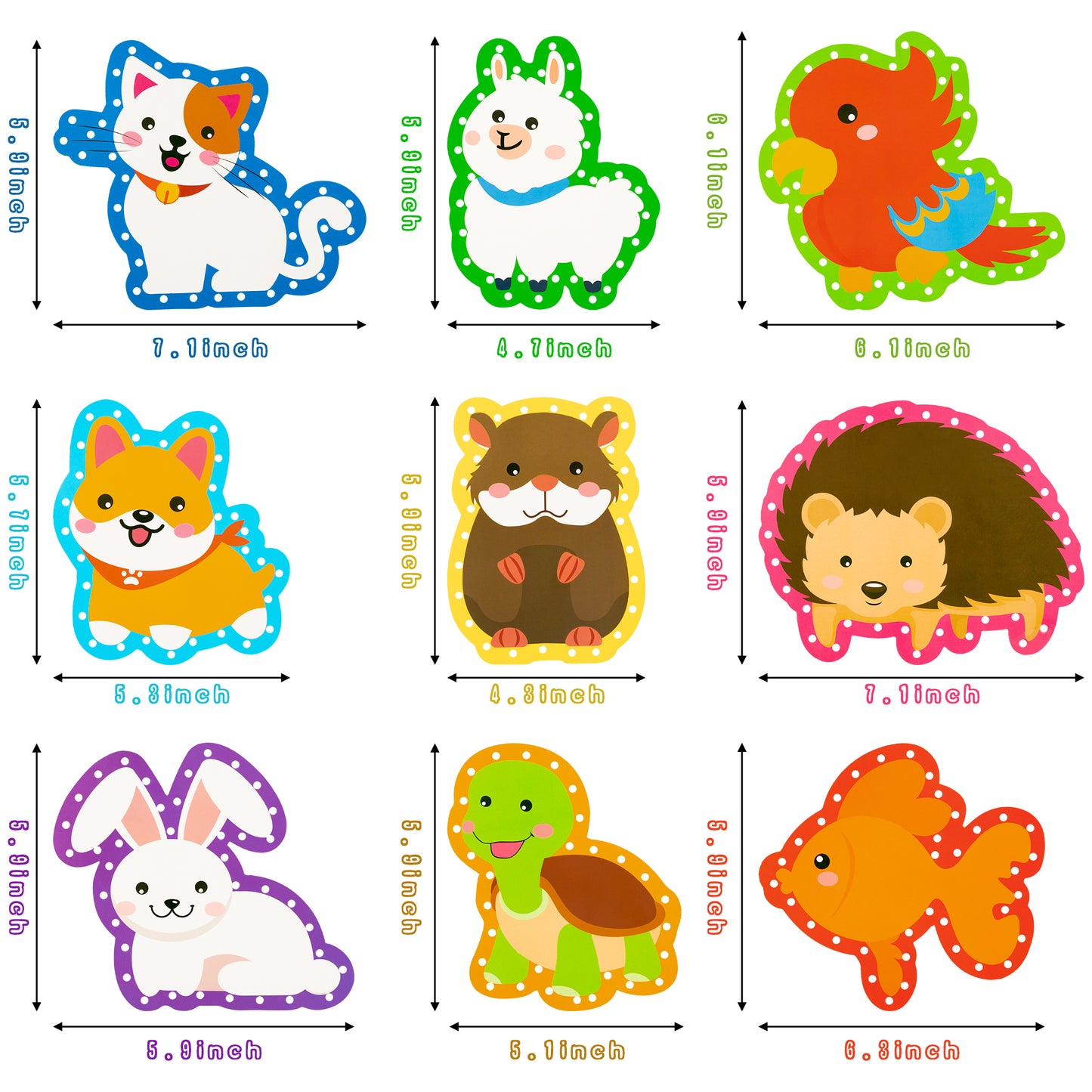 FeelWarm 9Pcs Pets Lacing Cards Sewing Cards Kitty Puppy Party Favors Animals Lacing Activity Games Lace Trace String Threading Toys Developing Imagination Early Education Arts Craft Supplies for Kids