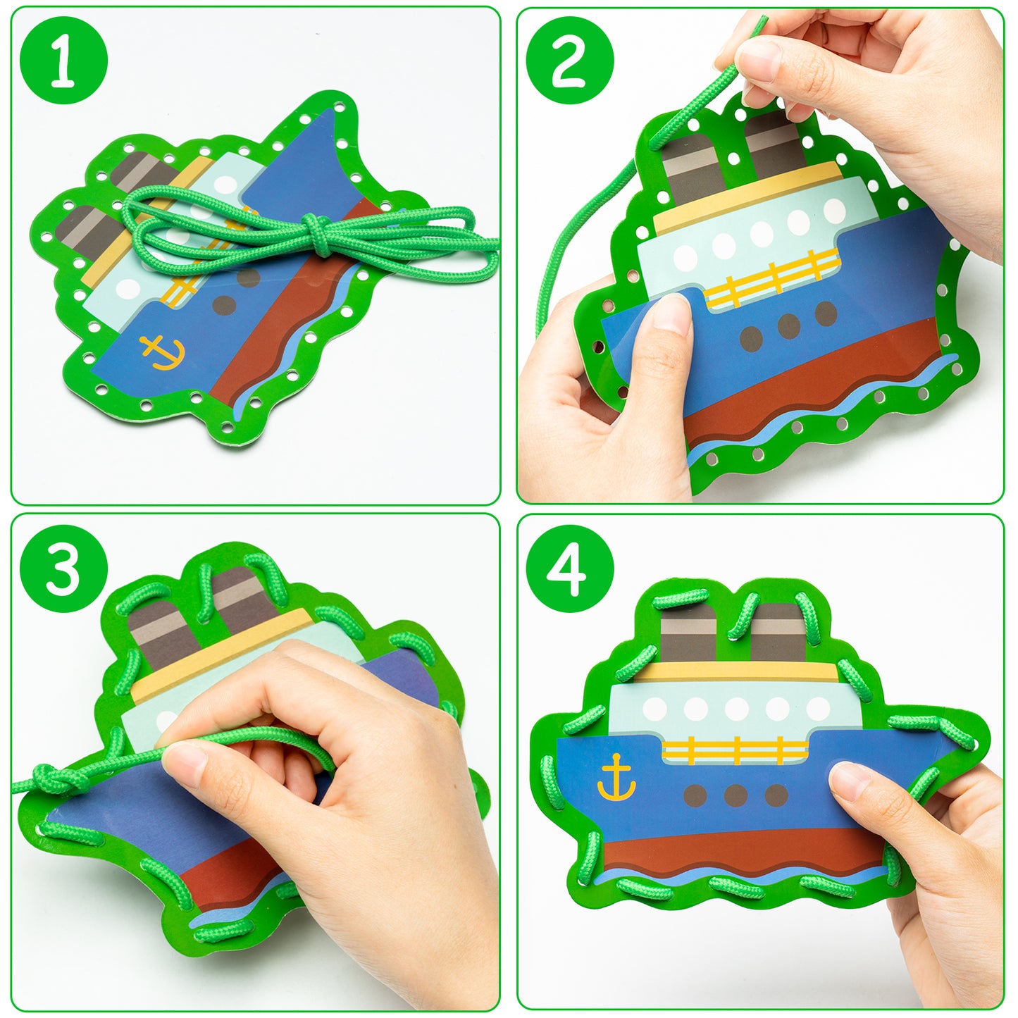 FeelWarm 9Pcs Transportation Lacing Cards Sewing Cards Vehicle Party Favors Lacing Activity Games Lace Trace String Threading Toys Developing Imagination Early Education Arts Craft Supplies for Kids